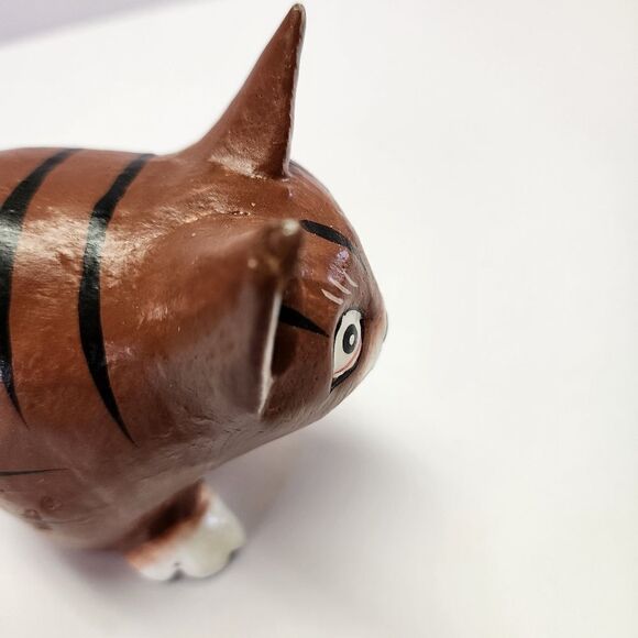 Wood Folk Art Brown with Black Cat Table Decor - Picture 7 of 8